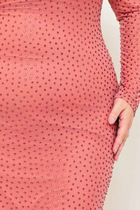 Plus Size Night Out Symphony Dress - Translucent Silver Rhinestone Plus Size Night Out Midi Dress | Zezebe