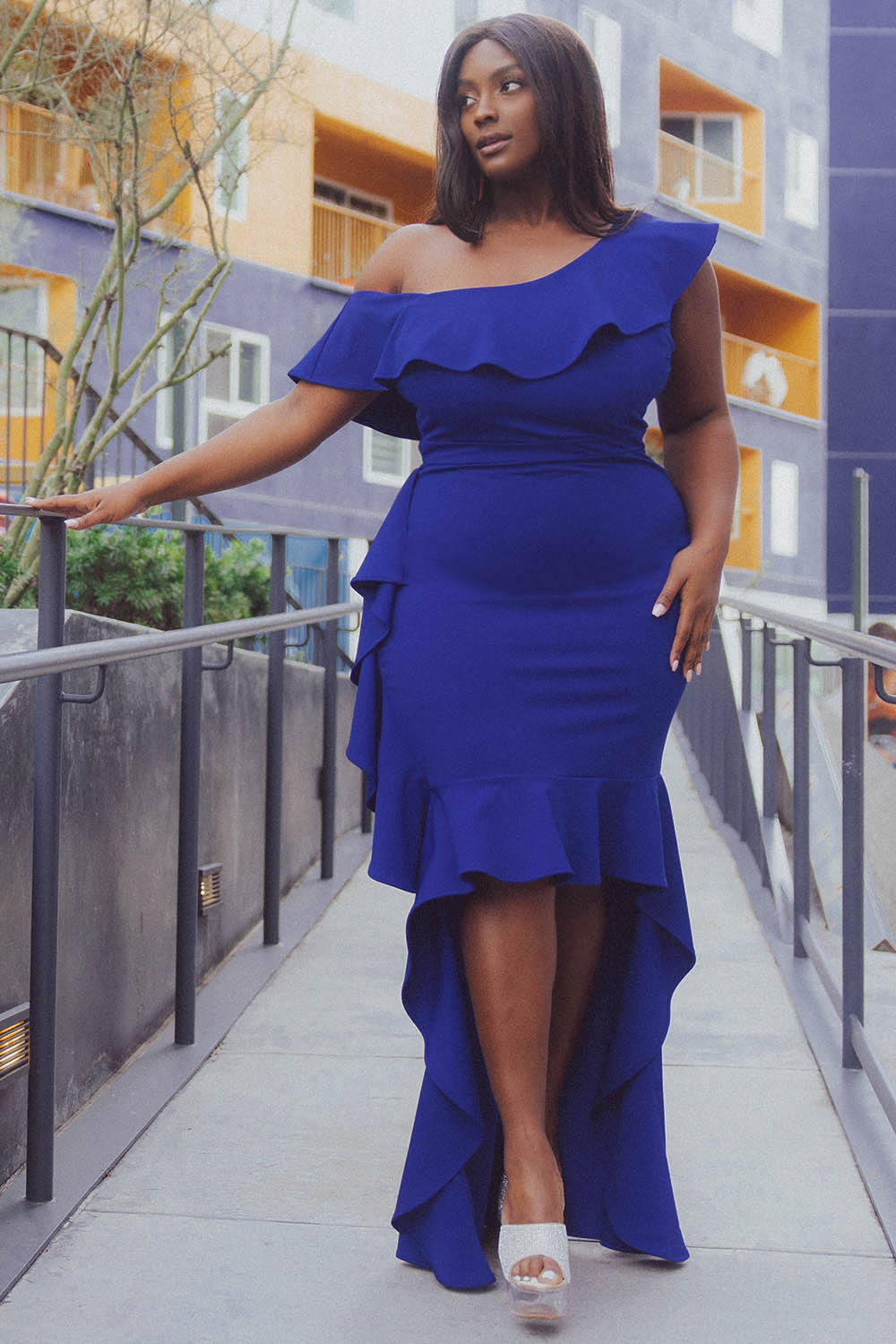 Symphony Dress - One Shoulder Ruffle Detailed Maxi Dress | Zezebe