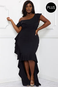 Symphony Dress - One Shoulder Ruffle Detailed Maxi Dress | Zezebe