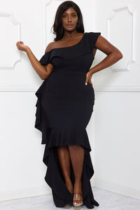 Symphony Dress - One Shoulder Ruffle Detailed Maxi Dress | Zezebe