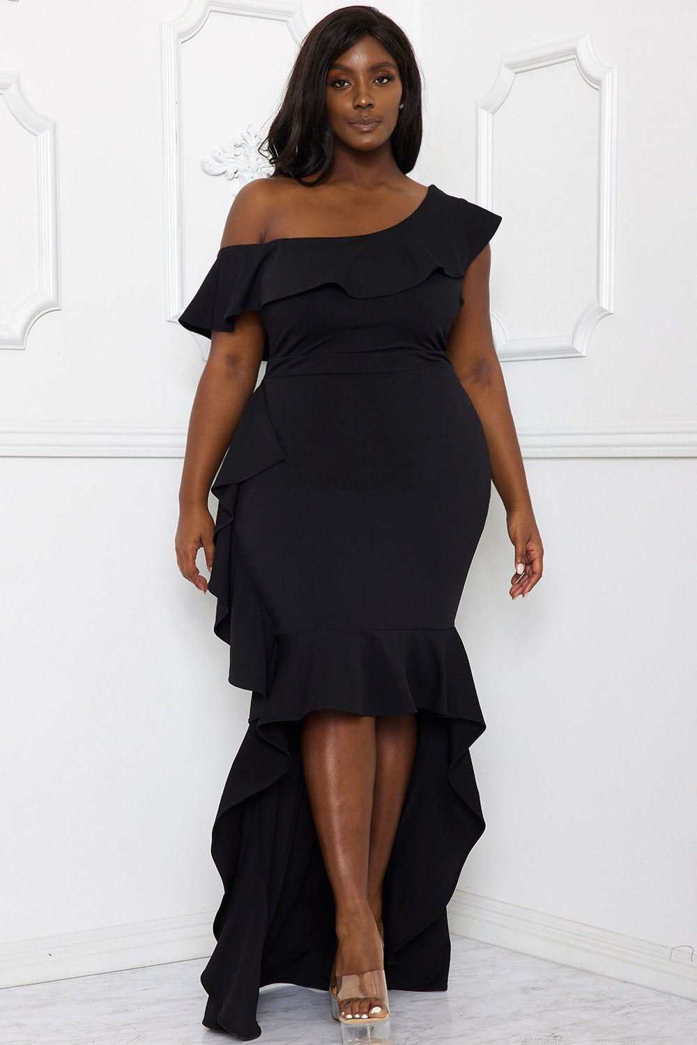 Symphony Dress - One Shoulder Ruffle Detailed Maxi Dress | Zezebe