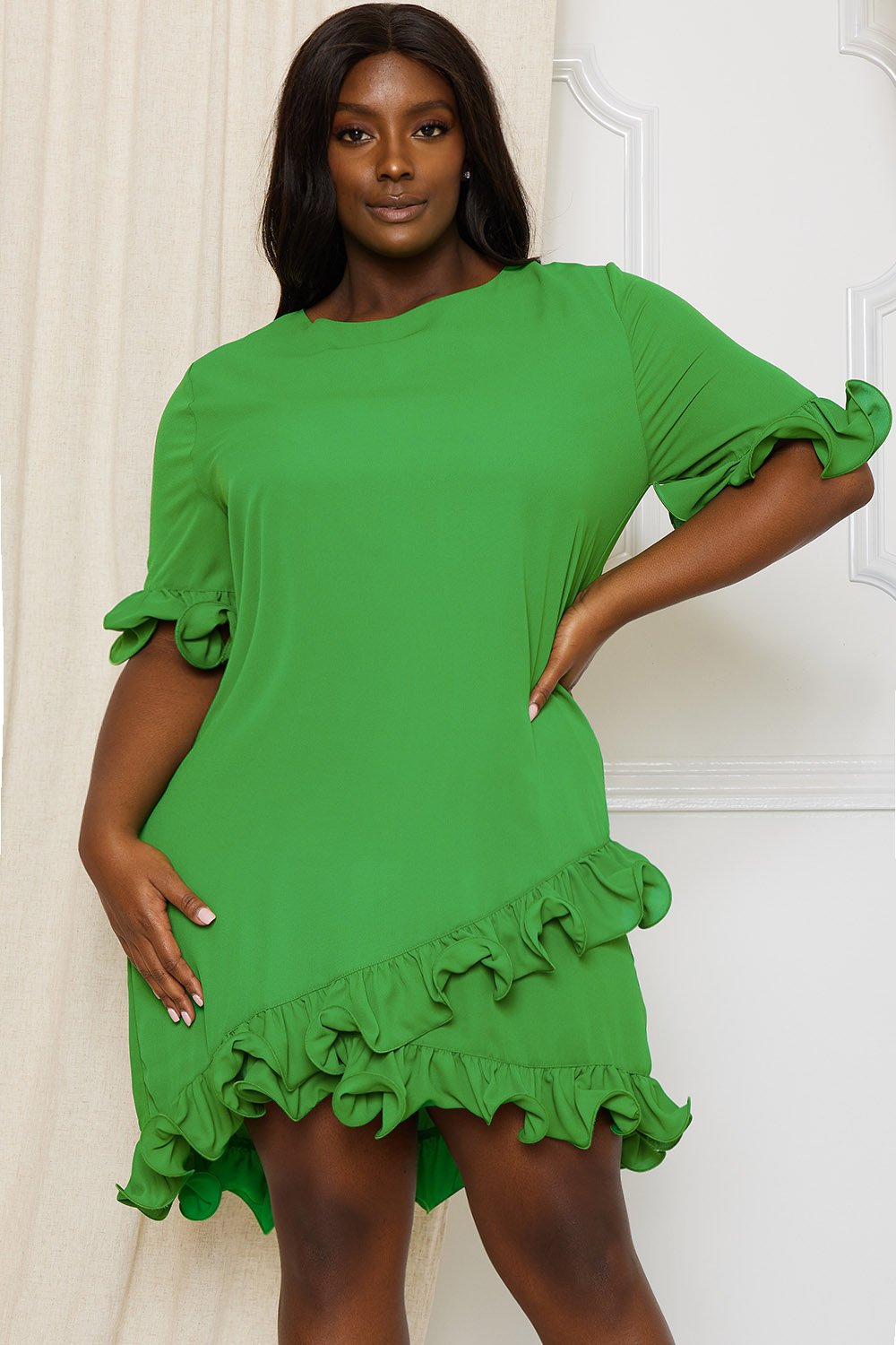 Symphony Dress - Ruffle Detailed Plus Size Night Out Mini Dress | Zezebe