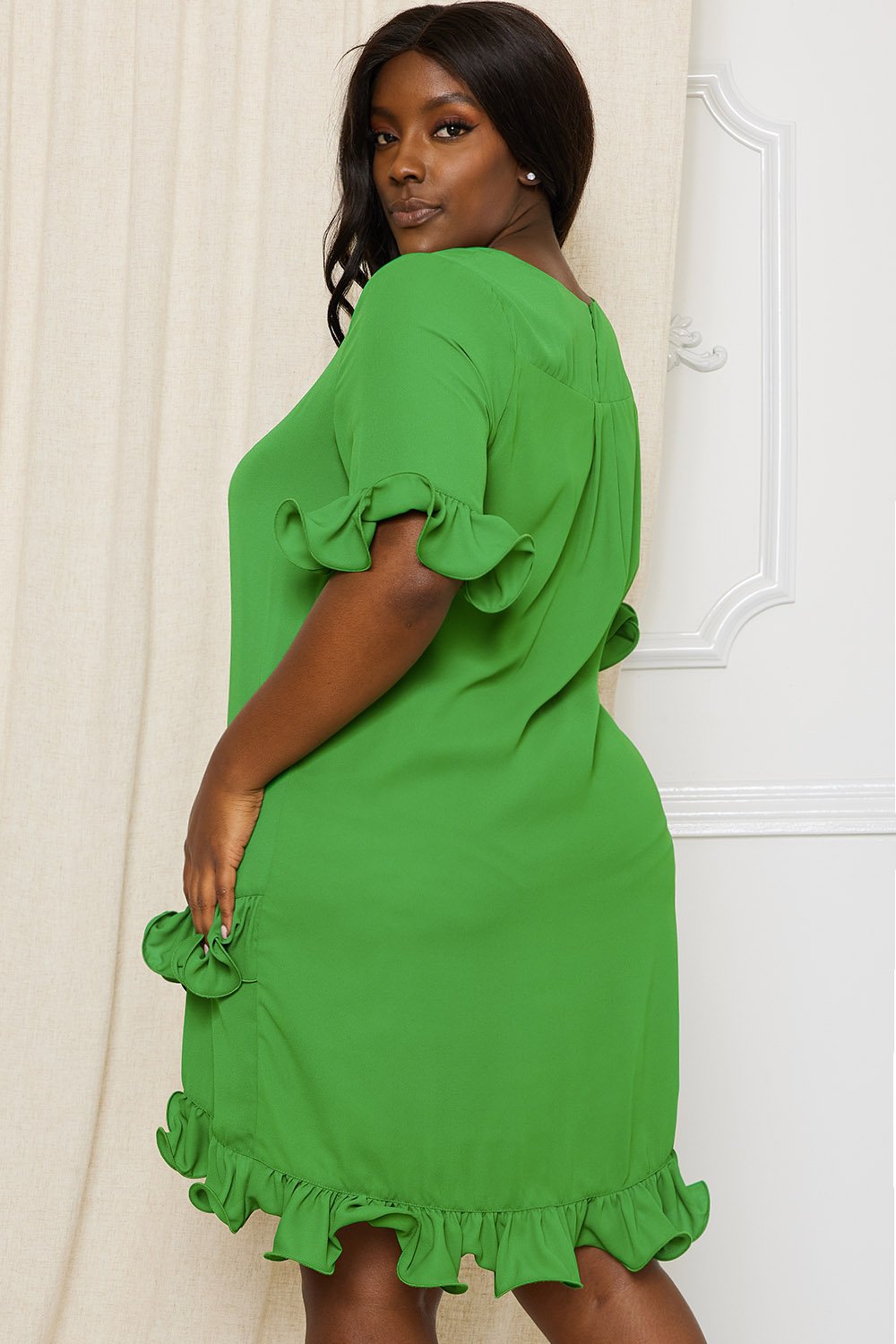 Symphony Dress - Ruffle Detailed Plus Size Night Out Mini Dress | Zezebe