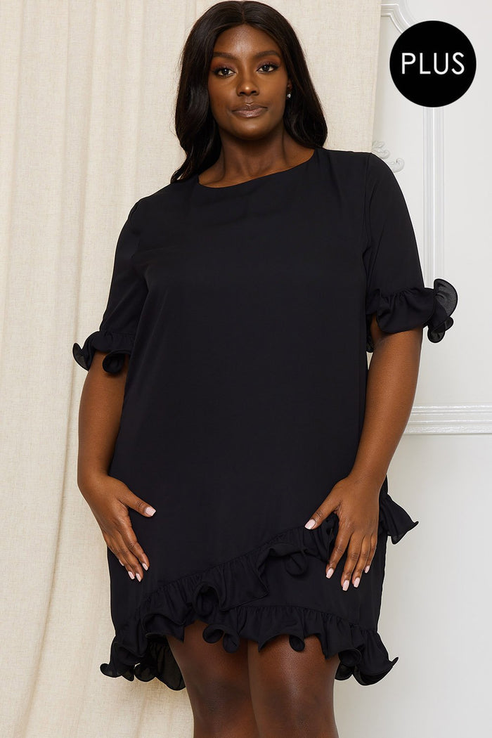 Symphony Dress - Ruffle Detailed Plus Size Night Out Mini Dress | Zezebe