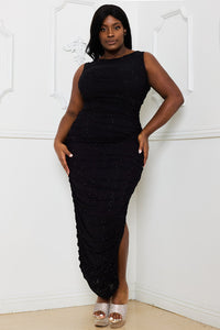 Symphony Dress - Rhinestone Ruched Midi Dress | Zezebe