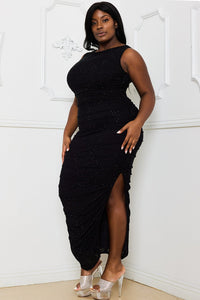 Symphony Dress - Rhinestone Ruched Midi Dress | Zezebe