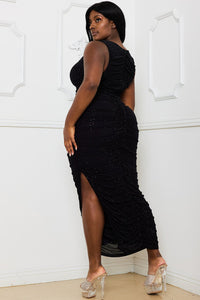 Symphony Dress - Rhinestone Ruched Midi Dress | Zezebe