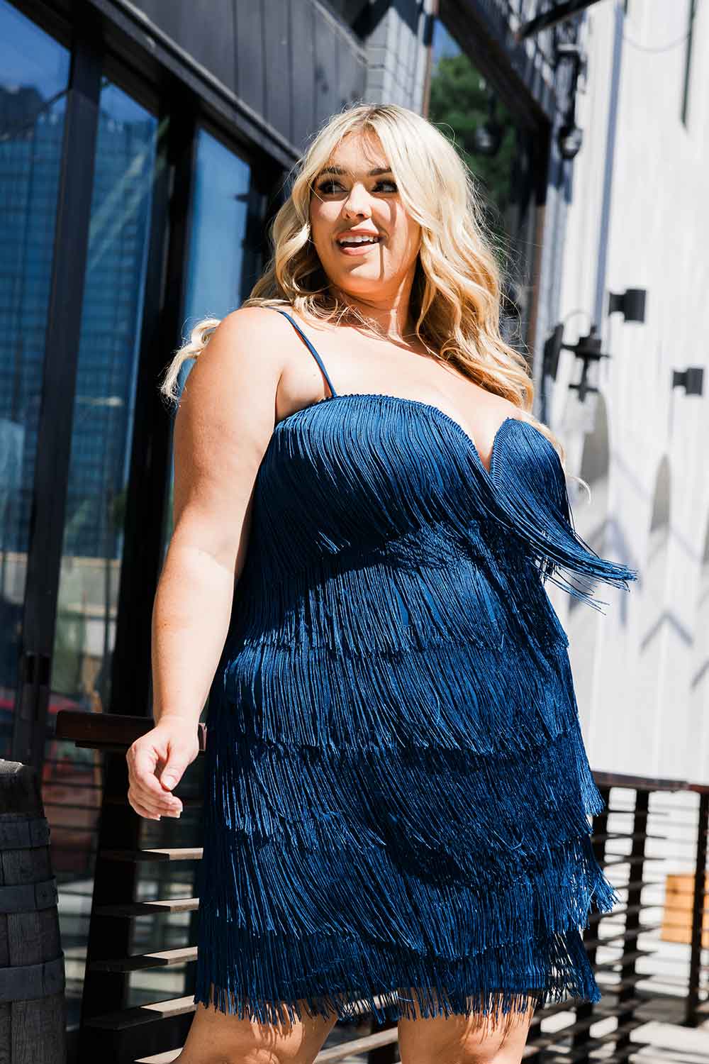 Plus Size Night Out Symphony Dress - Layered Fringe Mini Dress | Zezebe