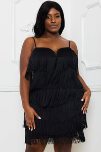 Plus Size Night Out Symphony Dress - Layered Fringe Mini Dress | Zezebe