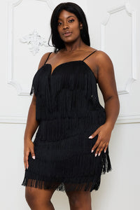 Plus Size Night Out Symphony Dress - Layered Fringe Mini Dress | Zezebe