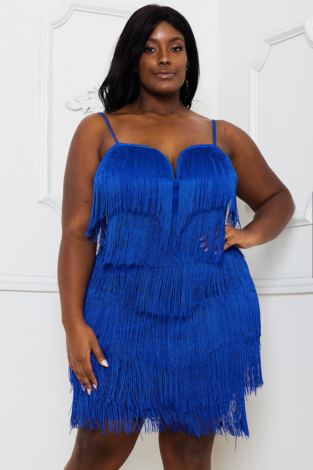 Plus Size Night Out Symphony Dress - Layered Fringe Mini Dress | Zezebe