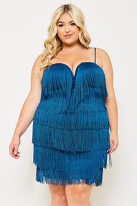 Plus Size Night Out Symphony Dress - Layered Fringe Mini Dress | Zezebe