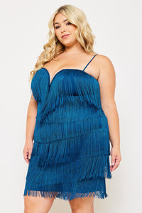 Plus Size Night Out Symphony Dress - Layered Fringe Mini Dress | Zezebe