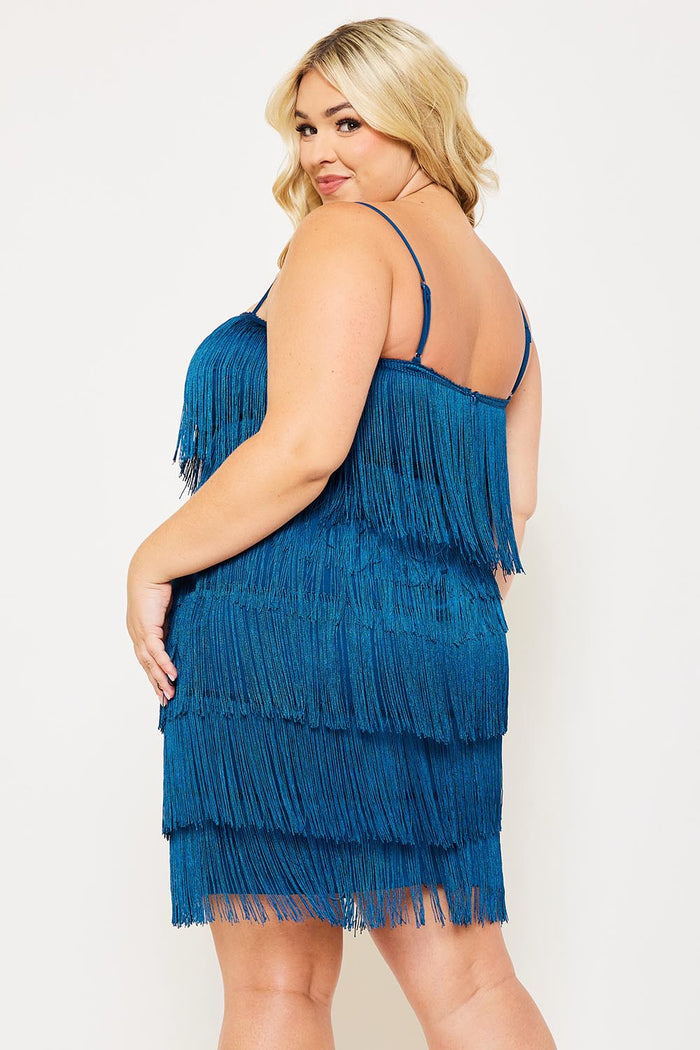 Plus Size Night Out Symphony Dress - Layered Fringe Mini Dress | Zezebe