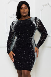 Symphony Dress - Square And Rhinestone Mesh Mini Dress | Zezebe