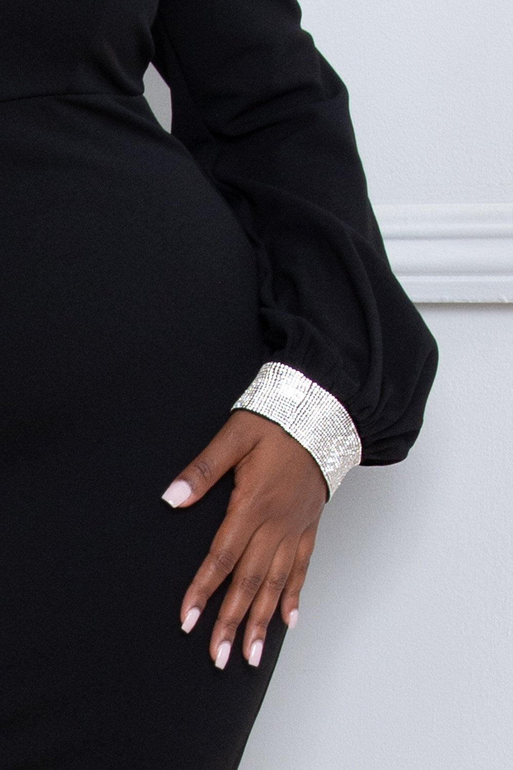 Symphony Dress - Rhinestone Cuffs Plus Size Mini Dress | Zezebe