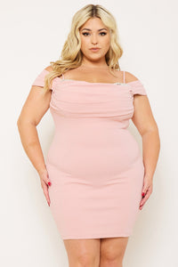 Symphony Dress - Rhinestone Trim Plus Size Night Out  Mini Dress | Zezebe