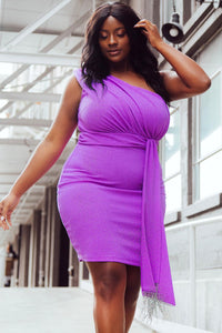 Symphony Dress - Rhinestone Fringe Wrap Waist Mini Dress | Zezebe