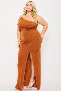 Symphony Dress - Glitter One Shoulder Plus Size Maxi Dress | Zezebe