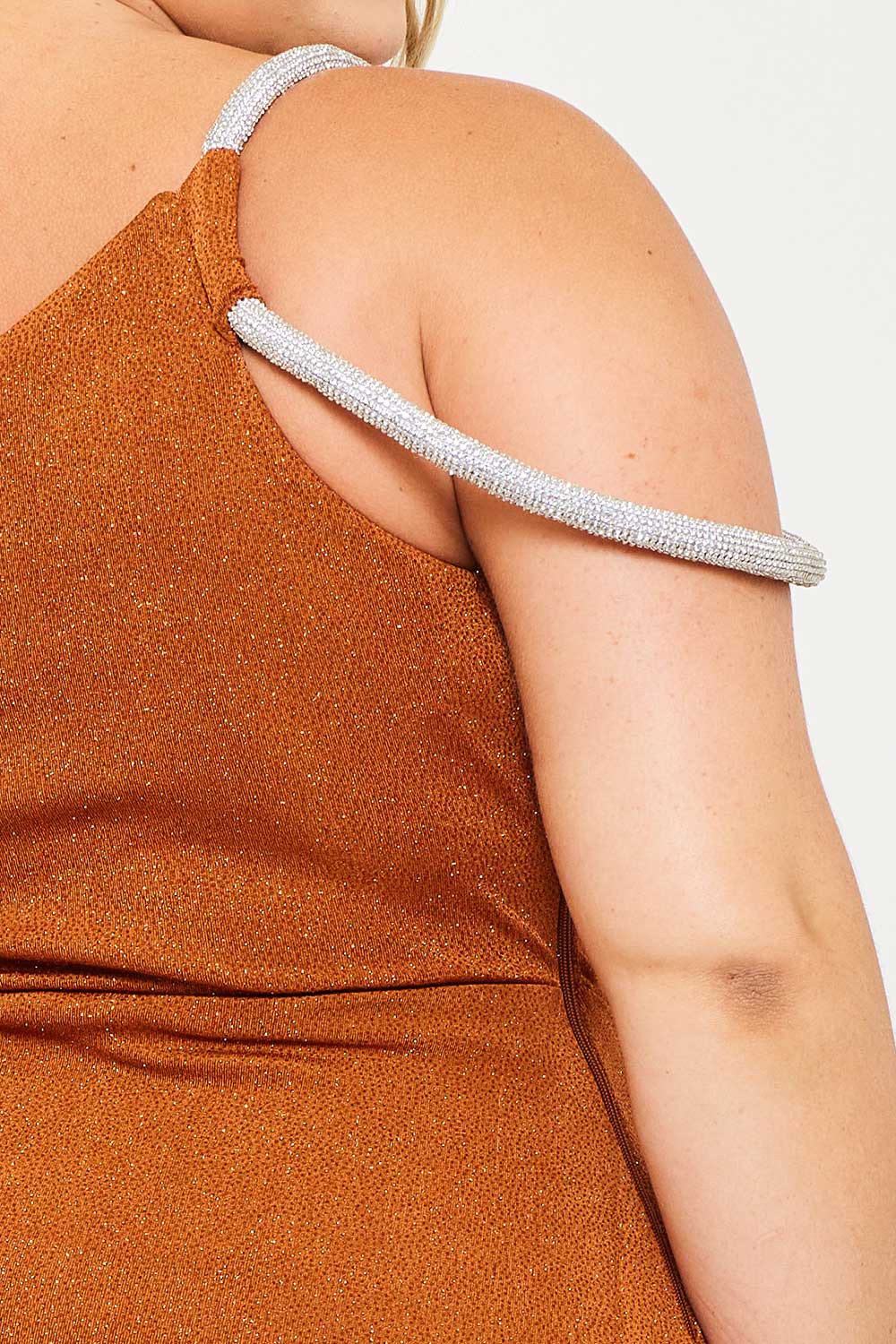 Symphony Dress - Glitter One Shoulder Plus Size Maxi Dress | Zezebe