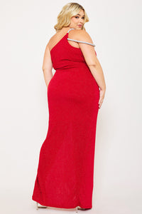 Symphony Dress - Glitter One Shoulder Plus Size Maxi Dress | Zezebe