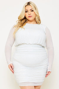 Symphony Dress - Rhinestone Round Neck Plus Size Night Out Mini Dress | Zezebe