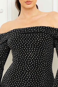 Rhinestone Off The Shoulder Midi Dress