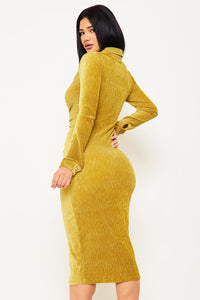 Textured Fabric Button Up Front Midi Shirt Dress