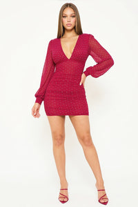 Rhinestone On Mesh Mini Dress