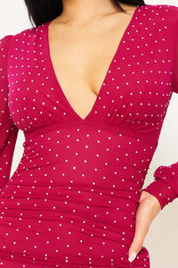 Symphony Dress - Rhinestone On Mesh Mini Dress | Zezebe