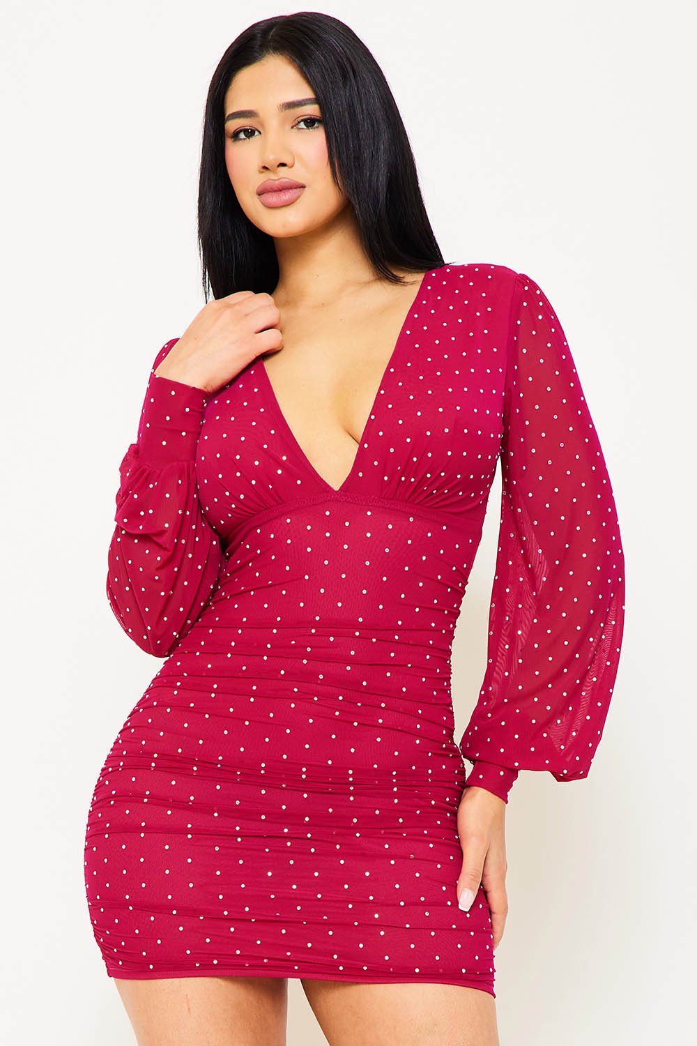 Symphony Dress - Rhinestone On Mesh Mini Dress | Zezebe