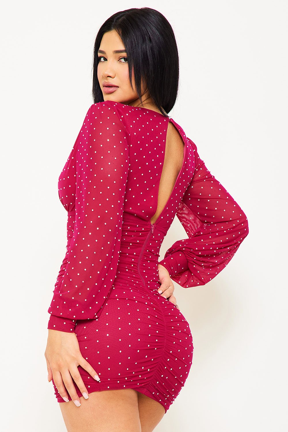 Symphony Dress - Rhinestone On Mesh Mini Dress | Zezebe