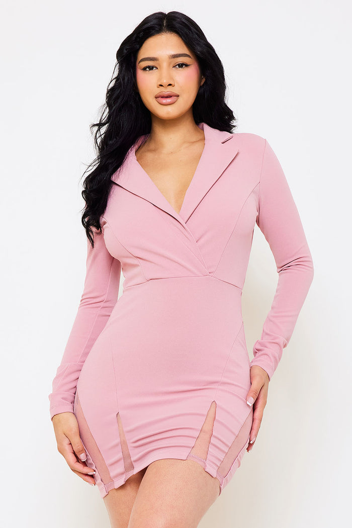 Symphony Dress - Open Back Collar Front Mini Dress | Zezebe
