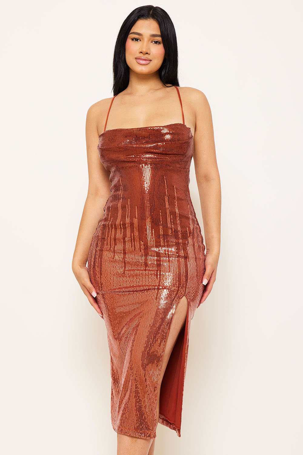 Symphony Dress - Sequin Two-Town Midi Dress | Zezebe