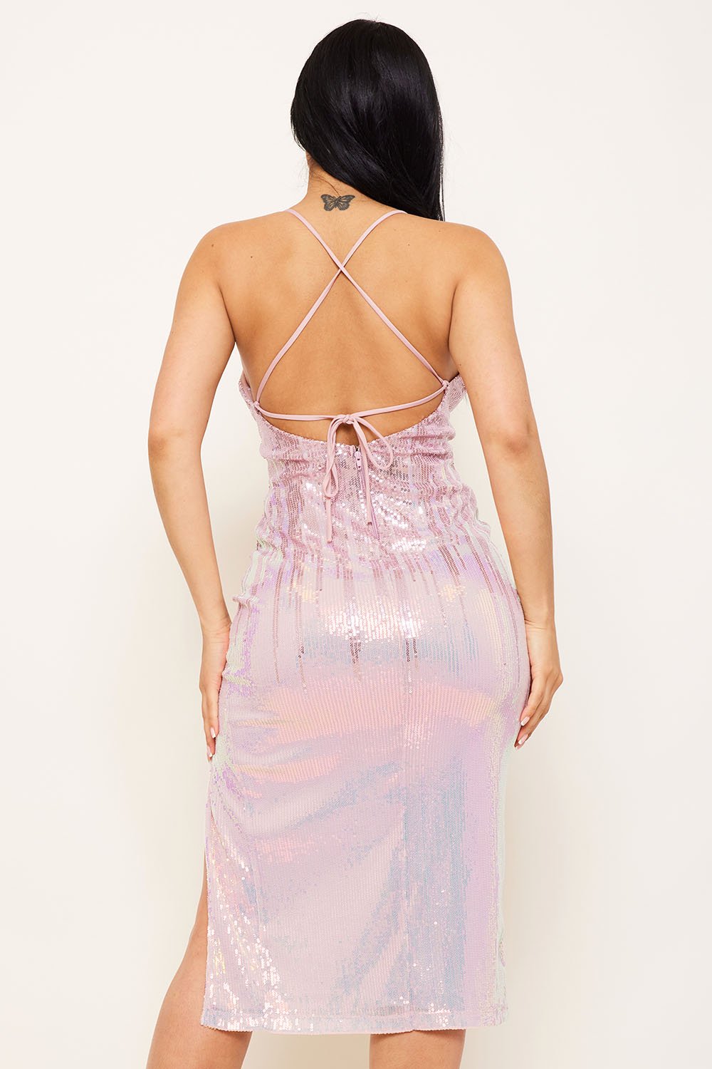 Symphony Dress - Sequin Two-Town Midi Dress | Zezebe