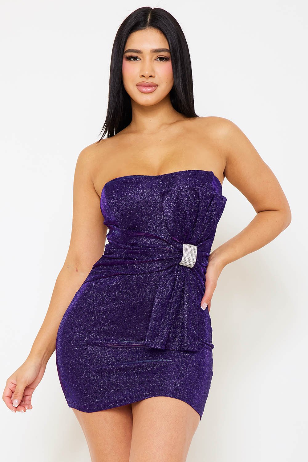 Shimmer Glitter Tube Top Mini Dress