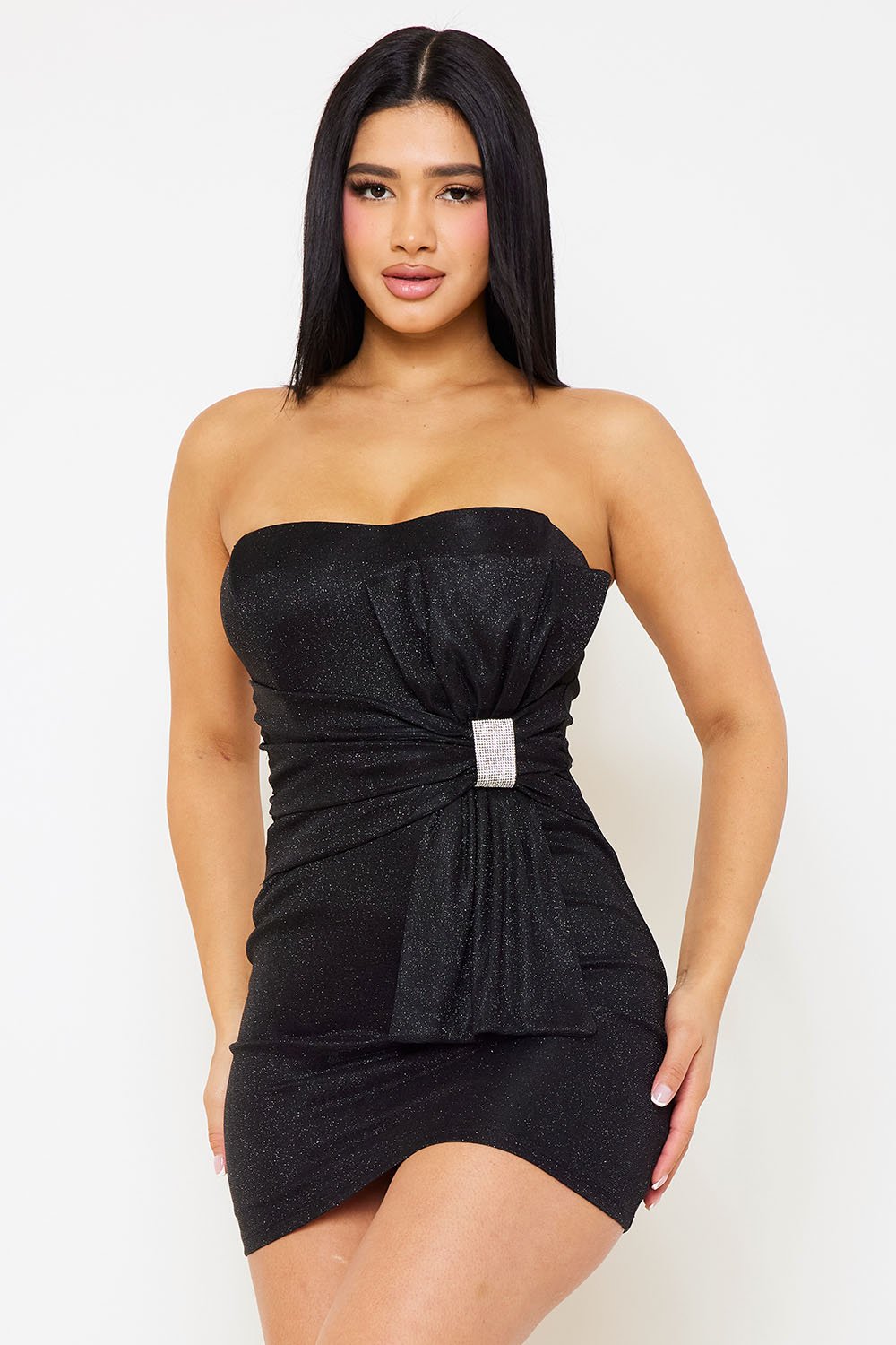 Shimmer Glitter Tube Top Mini Dress