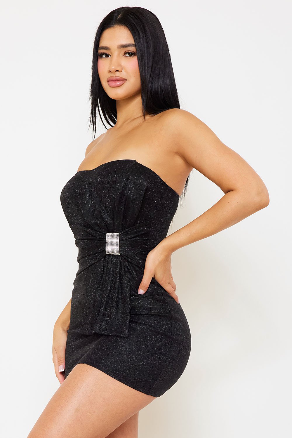 Shimmer Glitter Tube Top Mini Dress