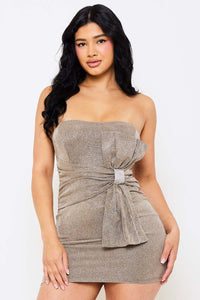 Shimmer Glitter Tube Top Mini Dress