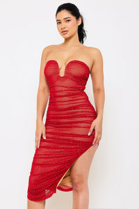 Rhinestone Sweetheart Midi Dress