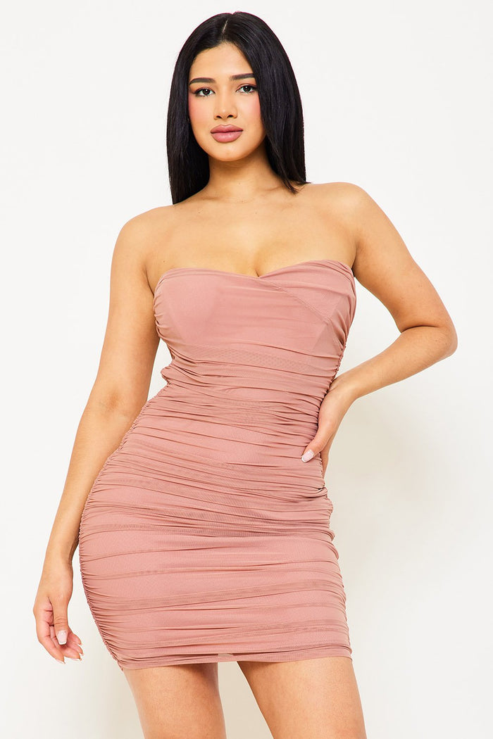 Symphony Dress - Pleated Tube Top Mini Dress | Zezebe