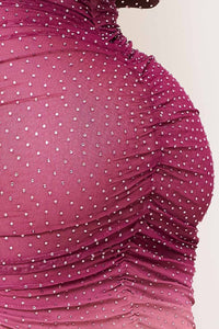 Ombre Rhinestone Off The Shoulder Midi Dress