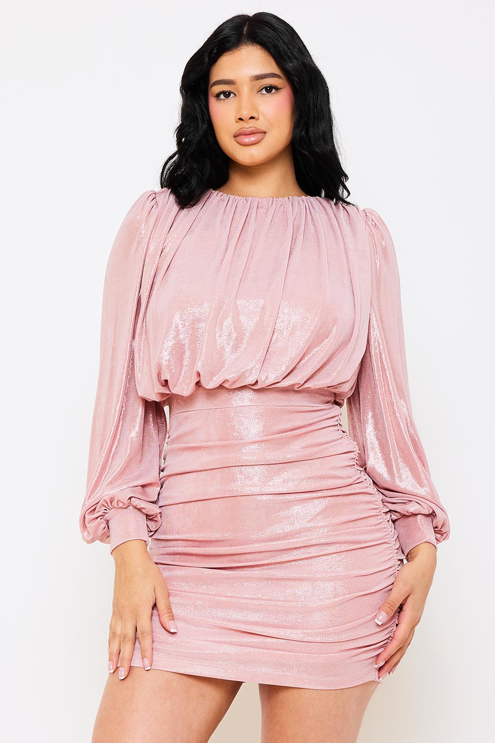 Symphony Dress - Metallic Foil Pleated Mini Dress | Zezebe