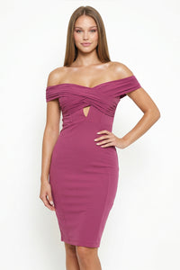 Mesh With Techno Crepe Midi Dress