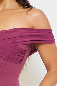 Mesh With Techno Crepe Midi Dress