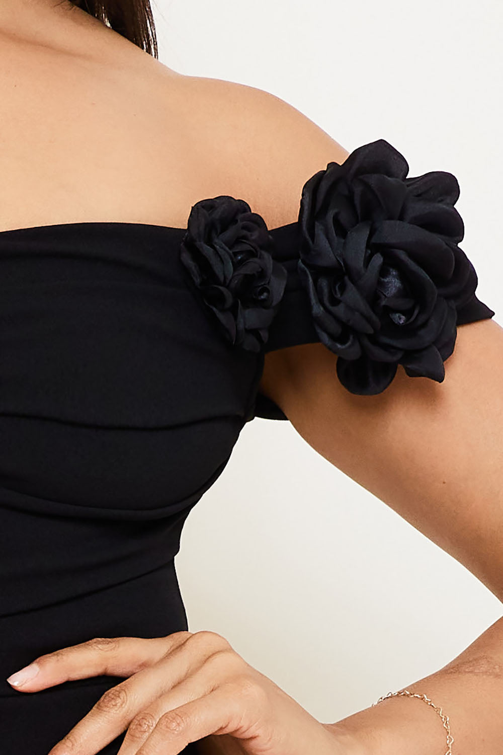 Applique Flower Off The Shoulder Mini Dress