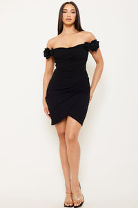 Applique Flower Off The Shoulder Mini Dress