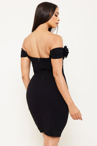 Applique Flower Off The Shoulder Mini Dress