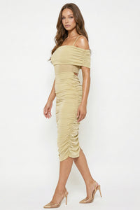 Glitter Open Shoulder Midi Dress