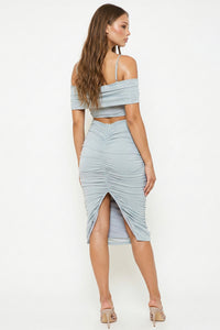 Glitter Open Shoulder Midi Dress
